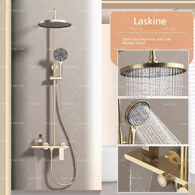 

Матовый золотой душевой набор для дома, ванной комнаты, квартир, отелей, душевая система, набор дождевой душевой насадки высокого давления