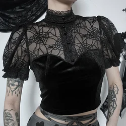 Women's Gothic Spider Web Lace Top