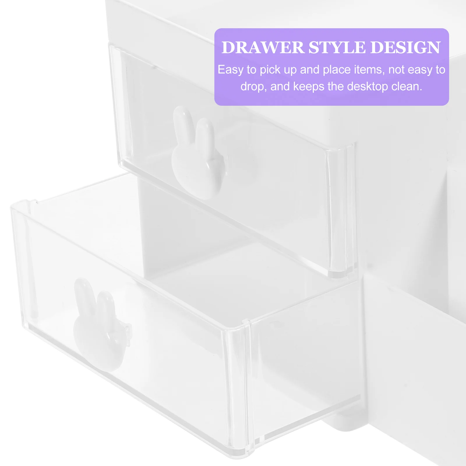 Desktop Pen Holder Storage Box Drawer-type Office Stationery Cosmetics Multi-Function Organizing Rack (White) Organizer