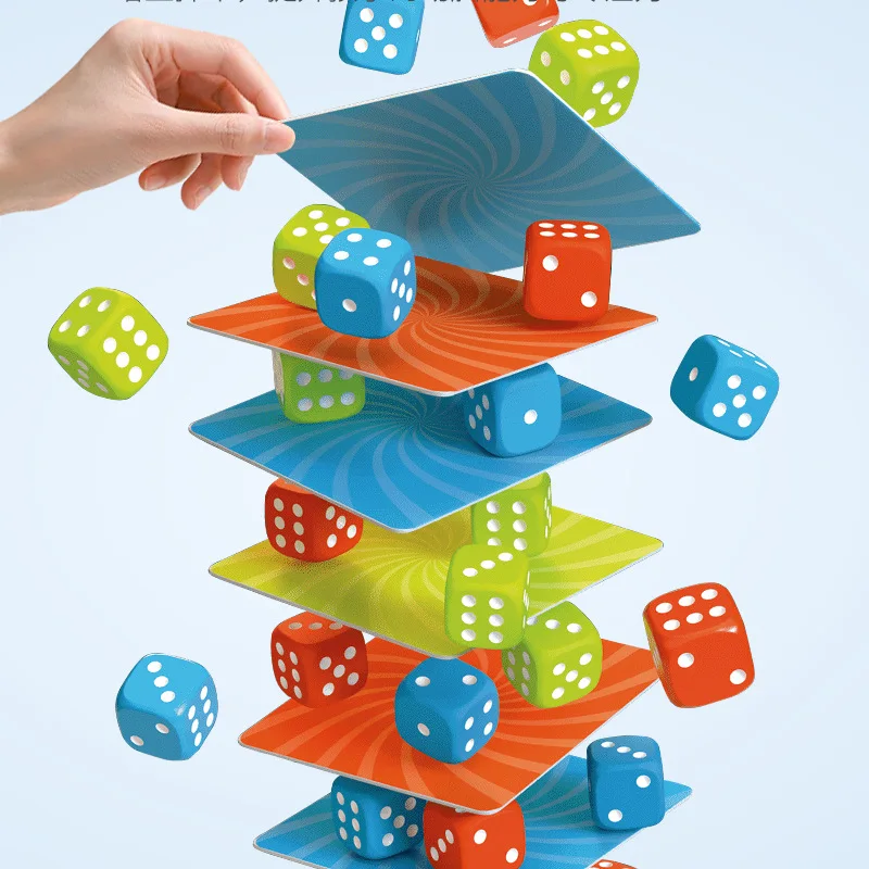 Classic Dice Stacking Falling Tower Balance Game for Kids Parent-Child Interactive Hand-Eye Coordination Tabletop Toy Gift Set