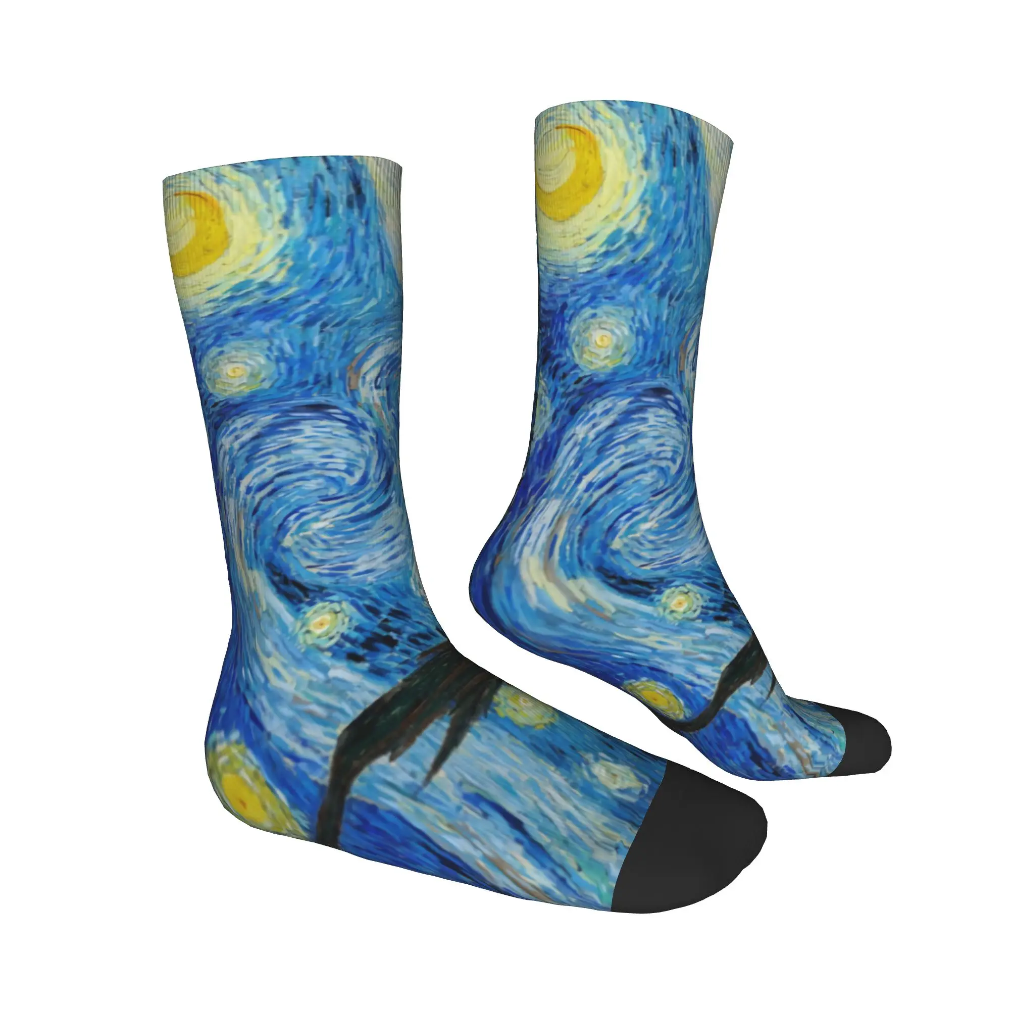 Medias bonitas para mujer, calcetines de noche estrellada de Vincent Van Gogh para hombre, calcetines elásticos con pintura al óleo de otoño, calcetines gráficos artísticos