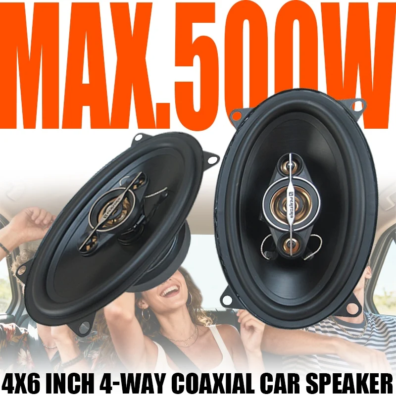 

2PCS 4*6Inch HiFi Coaxial Subwoofer 1000W (2*500W) Car Automotive Audio Music Stereo 12V Full Range Frequency Car Speaker Woofer