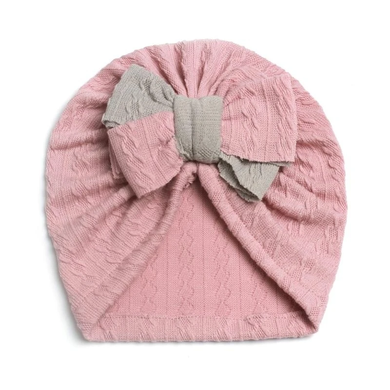090B Nursery Headwrap Winter for Newborn Baby Girl Infant Toddler Kids Bowknot Beanie