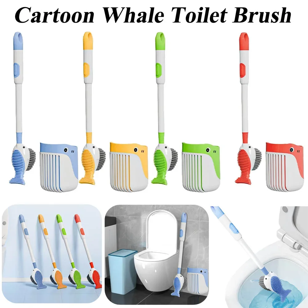 Toilet Cleaning Brush Refillable Handle Dispenser Suction Cup Toilet Brush Wall Mounted Toilet Bowl Cleaner Brush for Bathroom