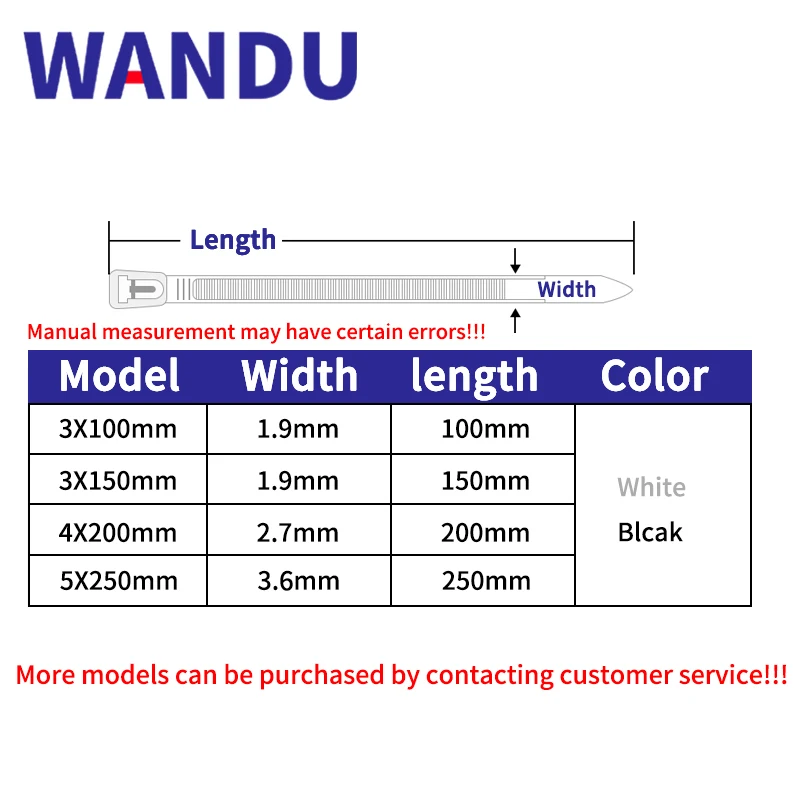 500/100Pcs Wholesale Plastic Nylon Cable Ties Self-locking Cord Straps Adjustable Cables Fastening Loop Home Office Wire Zip Tie
