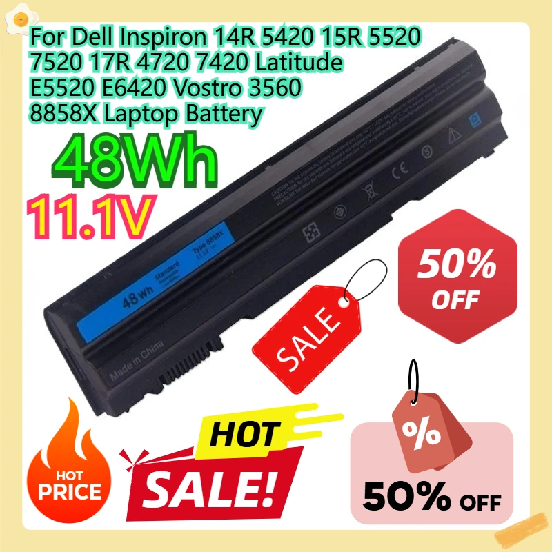 

For Dell Inspiron 14R 5420 15R 5520 7520 17R 4720 7420 Latitude E5520 E6420 Vostro 3560 8858X Laptop Battery 11.1V 48Wh