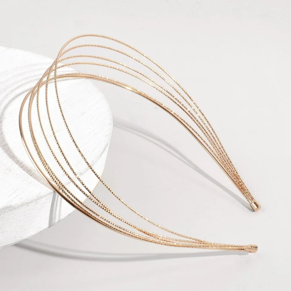 Nuovi Cerchietti Sottili Color Oro Da Donna, Cerchietti Multistrato In Lega, Cerchietti Doppi In Metallo, Accessori Per Capelli, Cerchietti Lisci