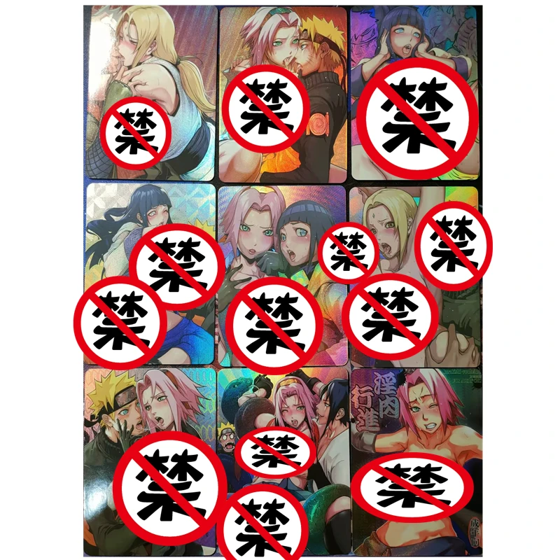 9pcs/set DIY Hide Anime Goddess Cards NARUTO Series ACG Sexy Nude Card Toy Gift Game Homemade Anime Comic Collection Cards