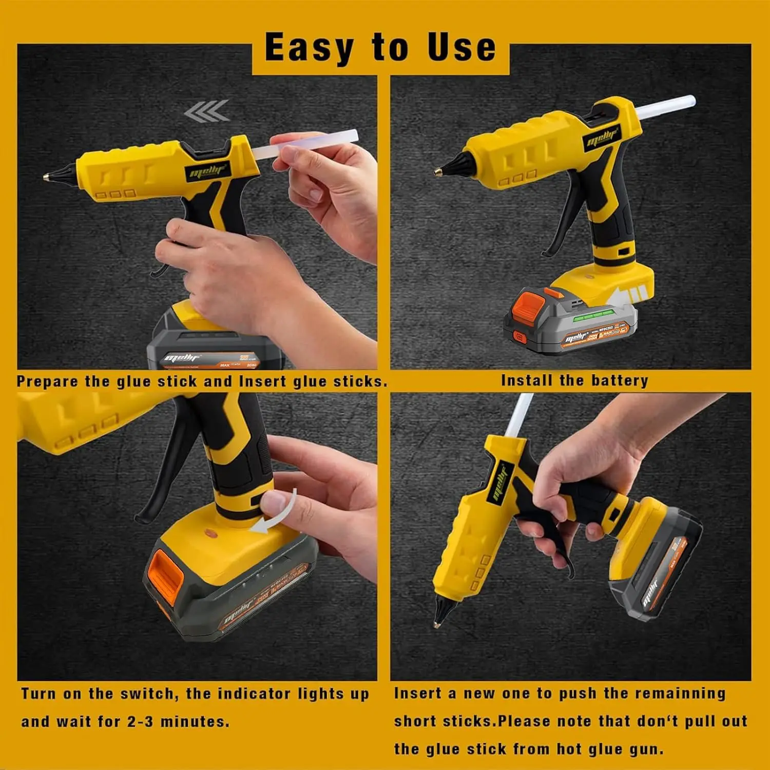 Pistola de cola sem fio compatível com Dewalt 18V 20V para Makita 18V Presentes de Natal Ferramentas DIY (SEM bastões de cola SEM bateria)