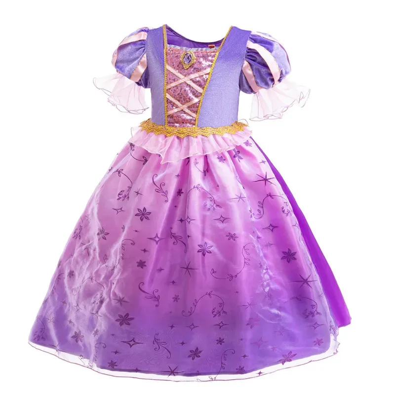 Girls Princess Costume Purple Rapunzel Dress Kids Halloween Christmas Party Outfits Brave Merida Dress