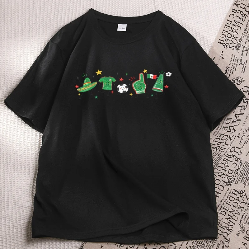 Cute Mexico T Shirt Design Men Women Mexican Flag Fan Graphic T Shirts Casual Round Neck Printed Cotton Short Sleeve Tees
