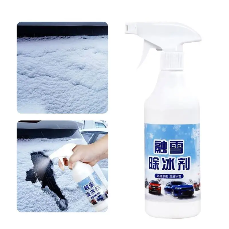 Car Snow Removal Spray 500ml Window Deicing Defrosting Spray Winter Car Accessories Harmless Windshield Defroster Snow Remover