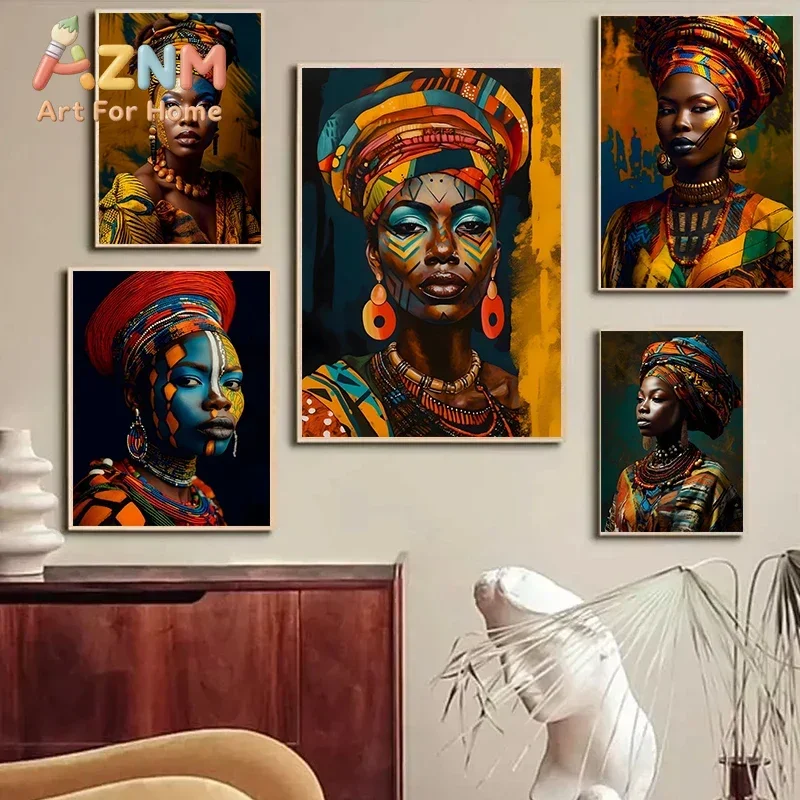 Graffiti Abstract Style African Queen Black Woman Girl Portrait Art Posters Prints Canvas Painting Wall Picture Room Home Decor