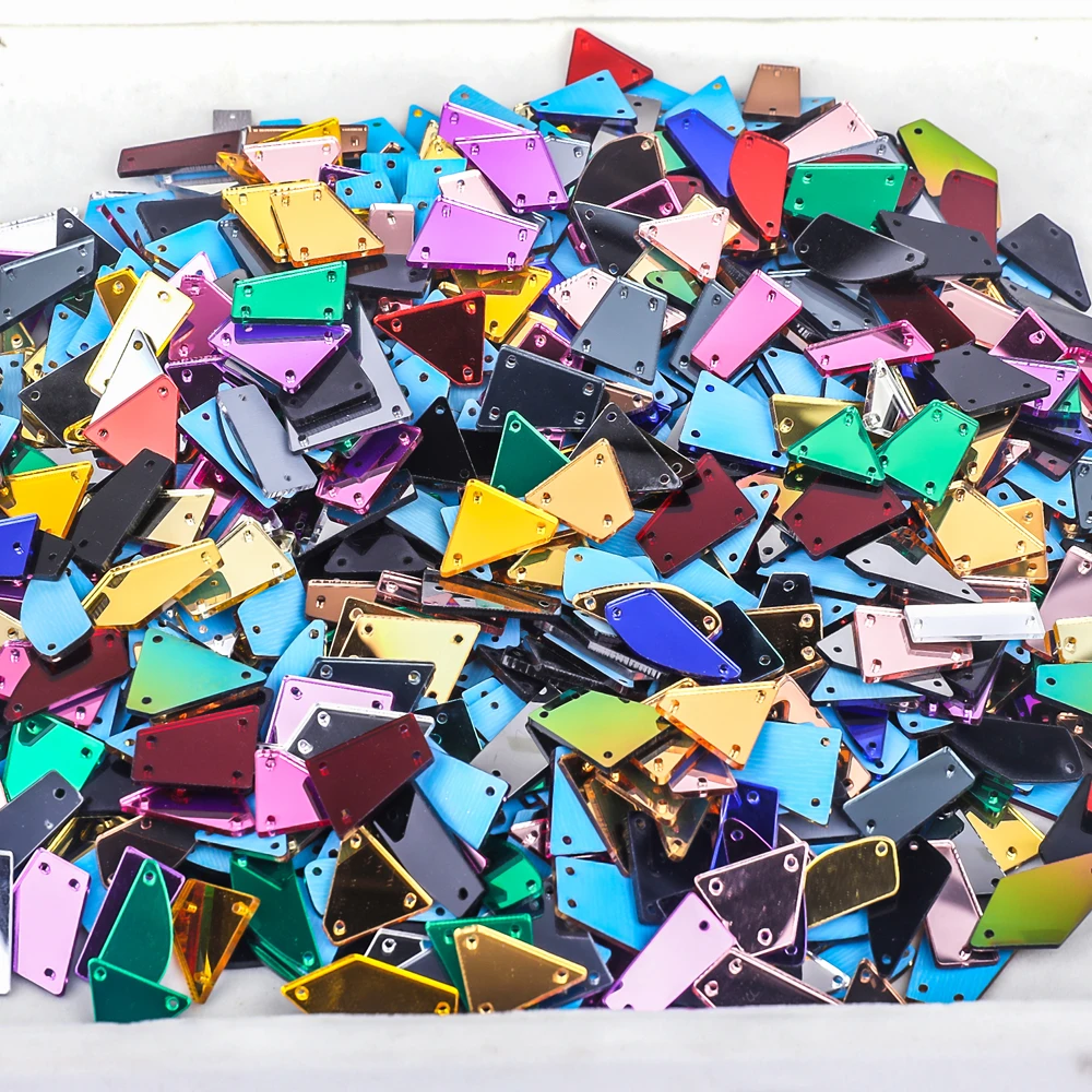 Mixed Shapes Colors Acrylic Mirror Sew On Rhinestones Inregular Stones Crystals Strass For DIY Wedding Decorations F0209