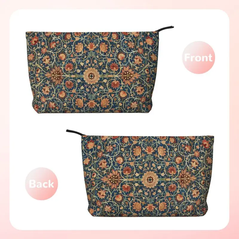 William Morris Holland Park Pattern Corduroy Makeup Bag Women Portable Cosmetic Bag Toiletry Bags Lightweight Storage Organizer