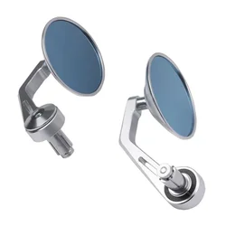 22mm Universal Motorcycle Bar End Rearview Mirrors Rear View Handle Side Mirror CNC Silver 7/8