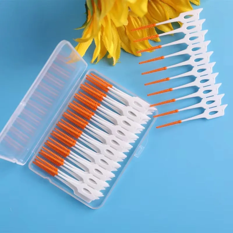 40 Pcs/Box Silicone Interdental Brush Super Soft Dental Cleaning Brushes Teeth Cleaner Dental Floss Toothpicks Oral Care Tools