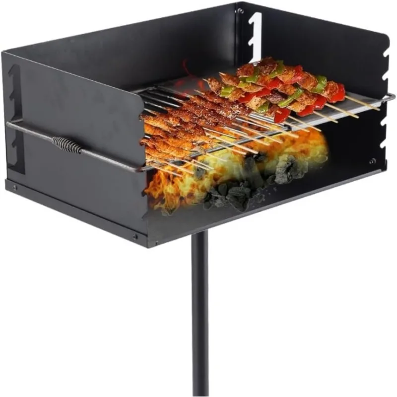 

Park Style Charcoal Grill Heavy Duty Outdoor Park Grill with Cooking Grate, Backyard Camping BBQ Grilling 16x16x8"