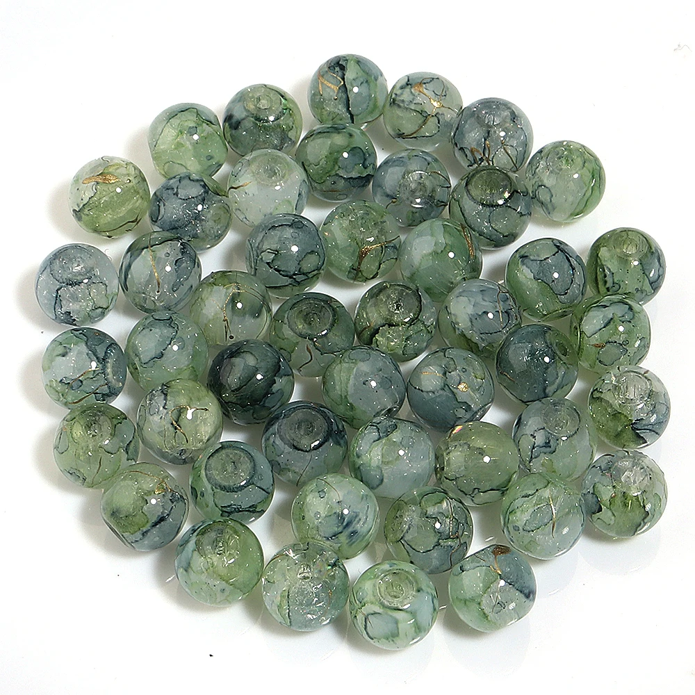 50 Stück/Lot 8mm Rissglas-Blumenperlen, farbige glänzende lose runde Zwischenperlen für DIY-Modearmbänder, Ohrringe, Anhänger, Großhandel – Detail 10