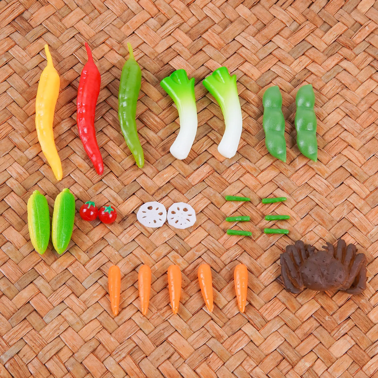 1set PVC Mini Vegetable DIY Chili Pepper Green Onion Crab Corn Lotus Root Carrot Tomato Miniature Food Accessories Home Decor