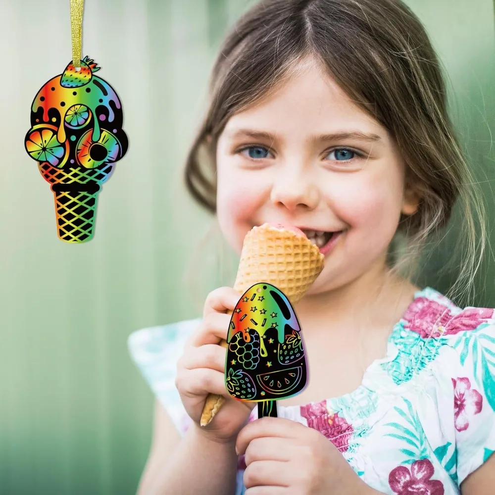 The Magic Rainbow Summer Sweet Treats Scratch-off Card hanging decoration craft is a birthday party gift for children