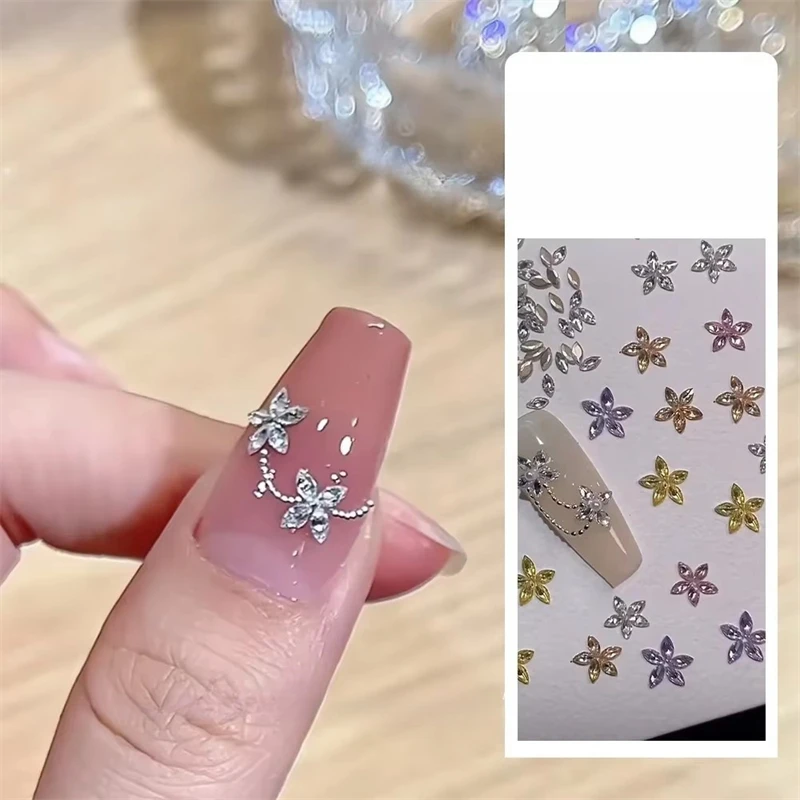 50pcs Mini Nails Charms Diamond Sparkle Ice Transparent Horse Eye Flat Shaped Nail Art Pile Rhinestones Decoration Accessories