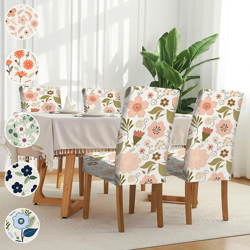 

Stretchy dining chair cover, removable and washable home decoration items, French pastoral floral print pattern
