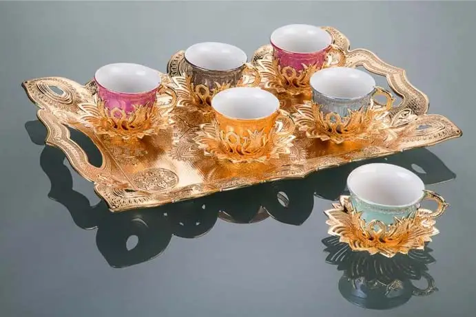 LaModaHome Espresso Coffee Cups Set, English Arabic Greek Coffee Set Coffee Cup For Women, Men, adults, Guests, New Home Weddi