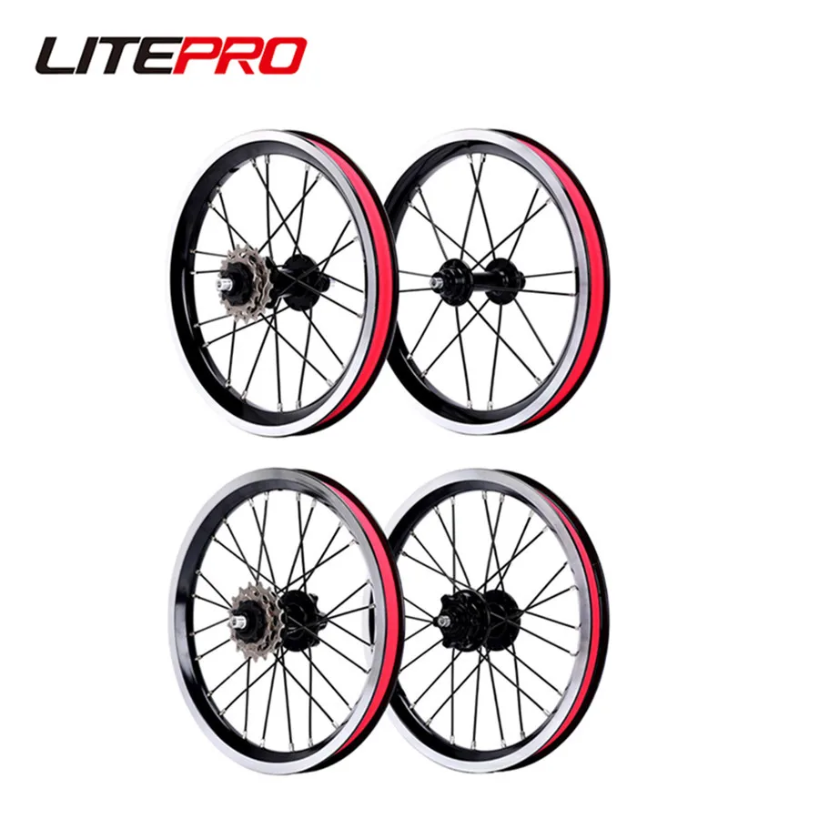 JKLitepro Folding Bicycle External 3 Speeds 14 Inch Wheelset V Brake 74mm/85mm Front Rear Disc Brake Wheel Rims