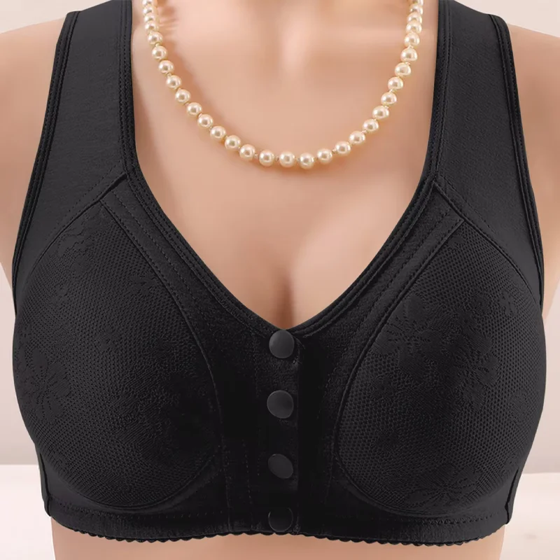 Women Casual Breathable Front Button Bra Plus Size Wireless Underwear Without Steel Ring Gathering Adjustable Underwear For Girl