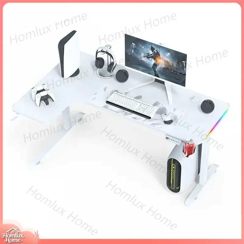 Gaming Desk Height Adjustable Long Workstation Computer Table for Esports PC Setup Ergonomic Office Desk with Cable