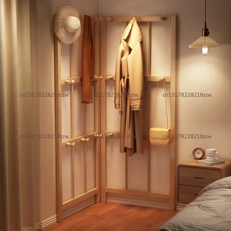 Foldable coat rack floor-to-ceiling bedroom bedside clothes artifact multi-angle simple storage hanger hanging