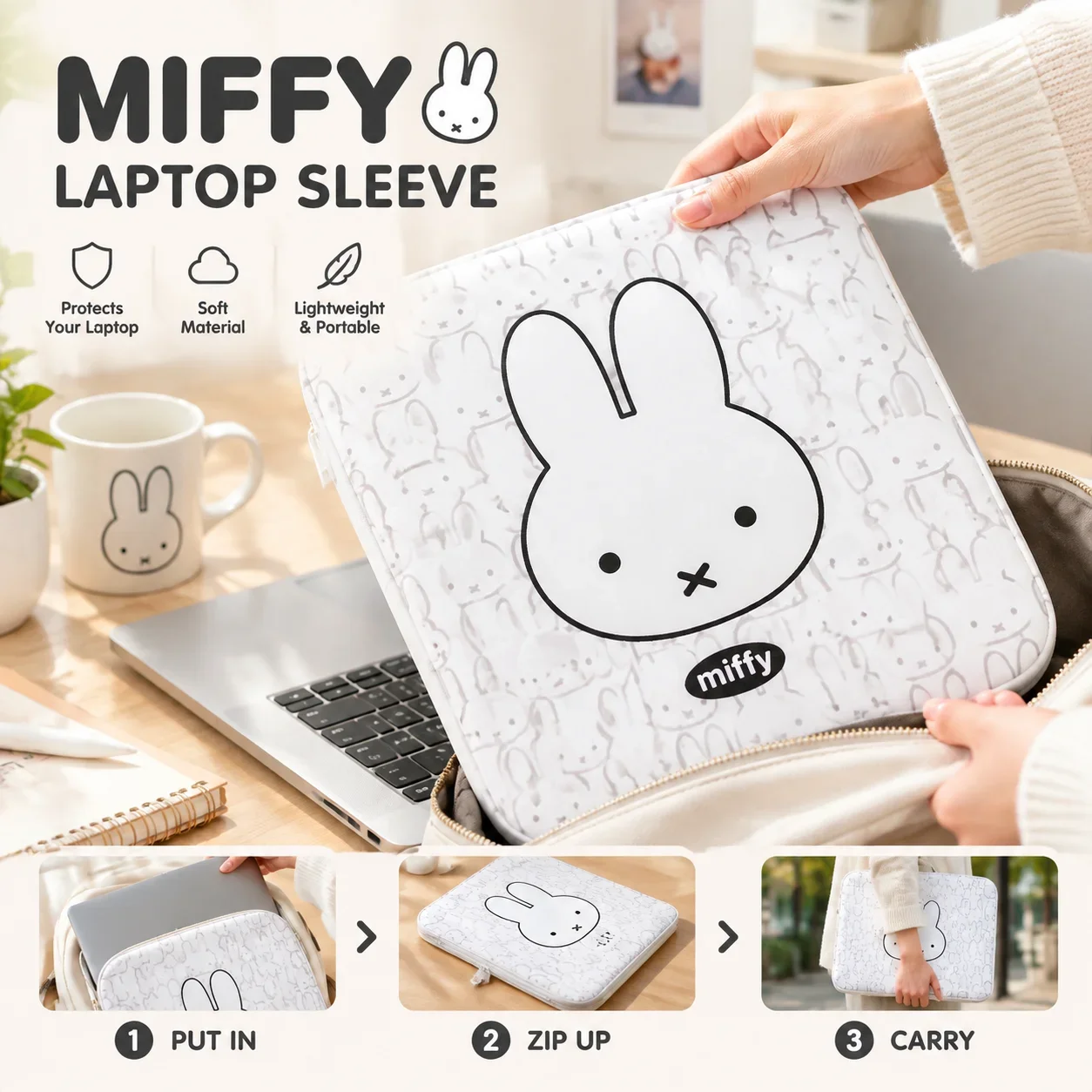 Miffy Rabbit Mirror Portable Travel Makeup Mirror Touch Up Compact Mirror Desktop Standing Dorm Vanity Mirror Bestie Gift