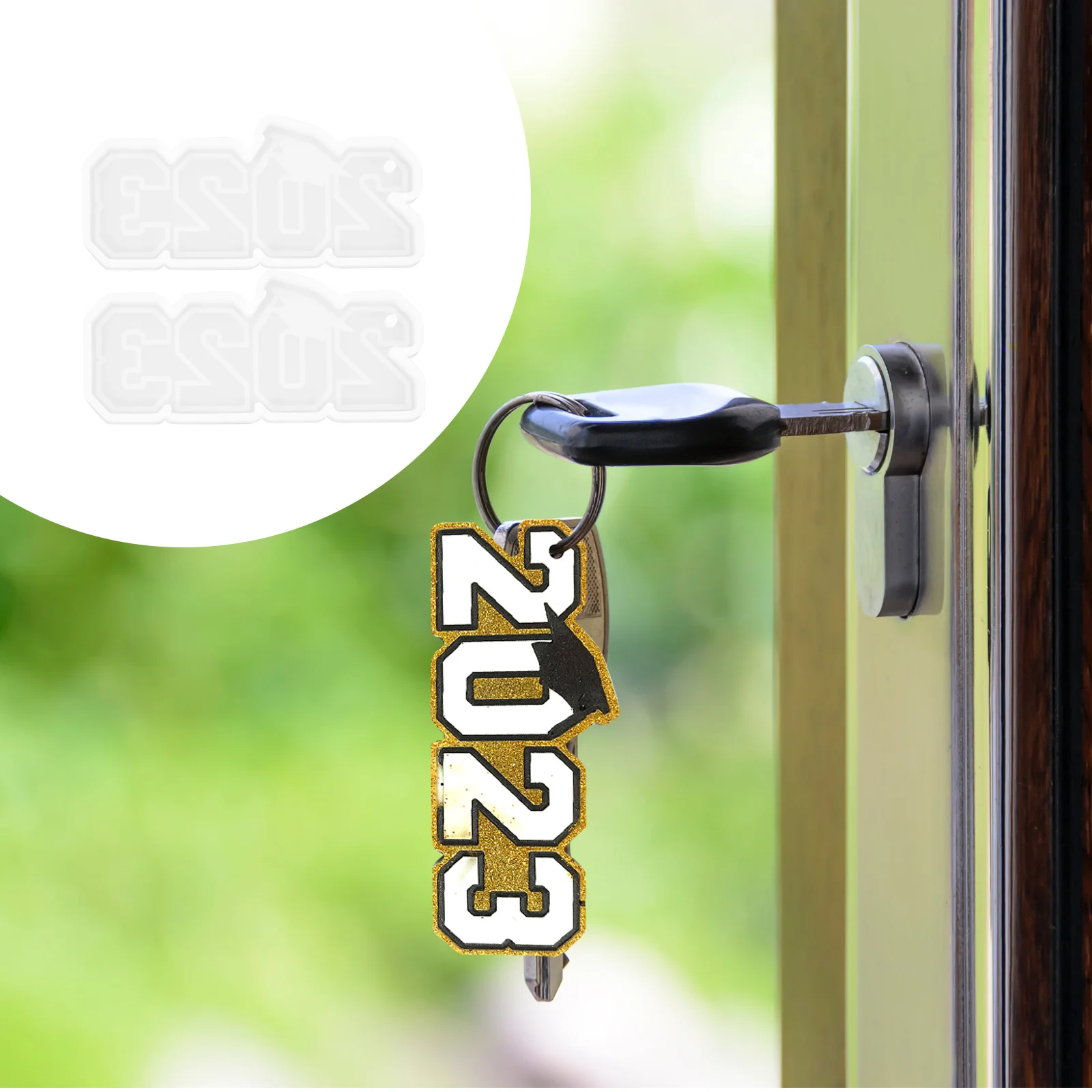 2 قطعة سلسلة المفاتيح التخرج قالب من السيليكون غير عصا مرنة راتنجات الايبوكسي DIY بها بنفسك قلادة الحرفية الديكور المفاتيح قالب من السيليكون #4