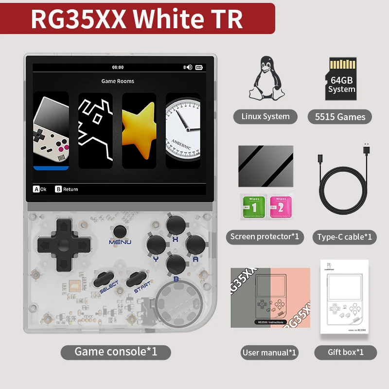 ANBERNIC RG35XX Plus/RG35XX Retro draagbare gameconsole 3,5-inch IPS-scherm Linux draagbare videogamespeler Ondersteuning HD-M-I TV-uitgang