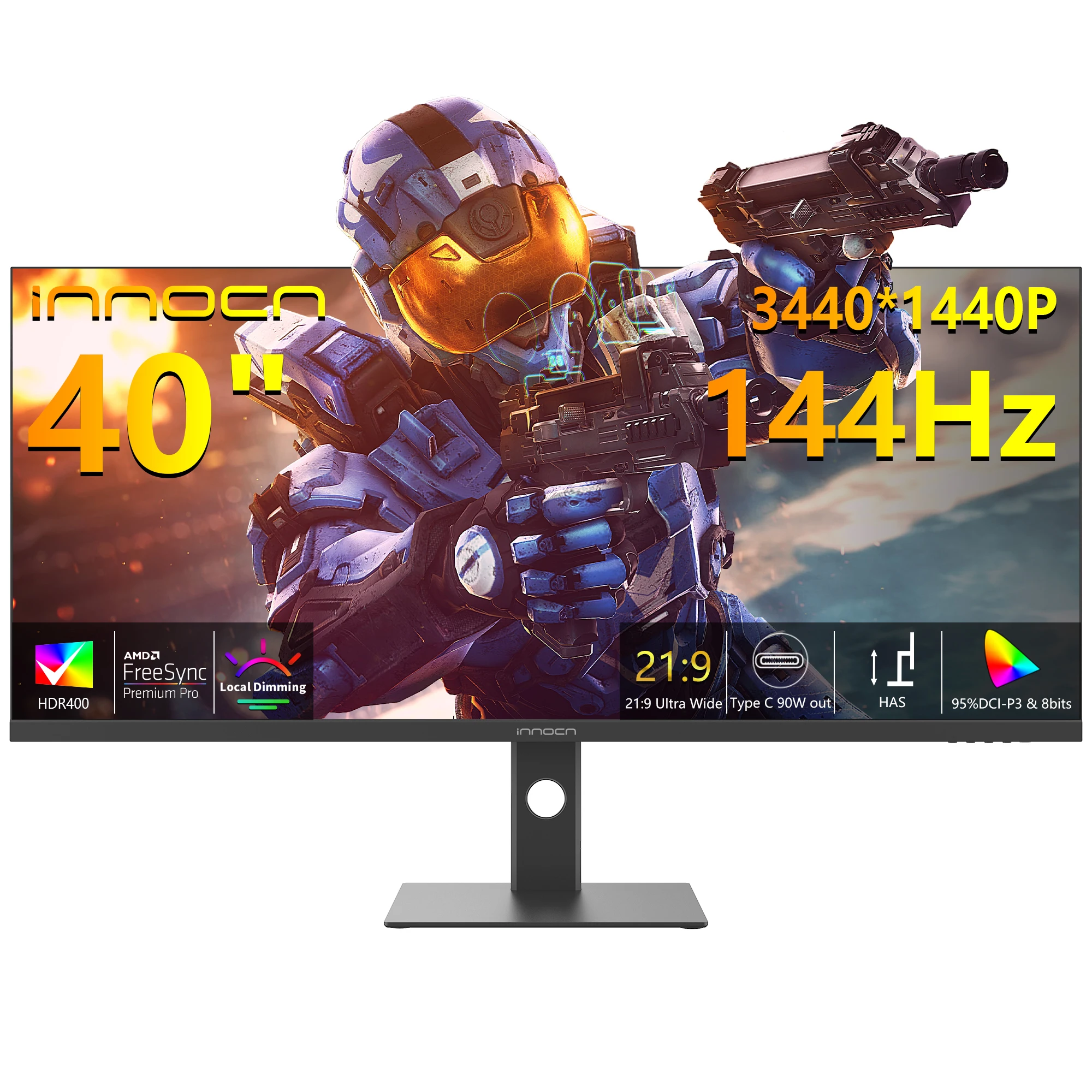INNOCN 40C1R moniteur ultra large 40 "WQHD 3440x1440p 144Hz FreeSync HDR400 affichage d'ordinateur USB type-c HDMI réglage de l'inclinaison/hauteur