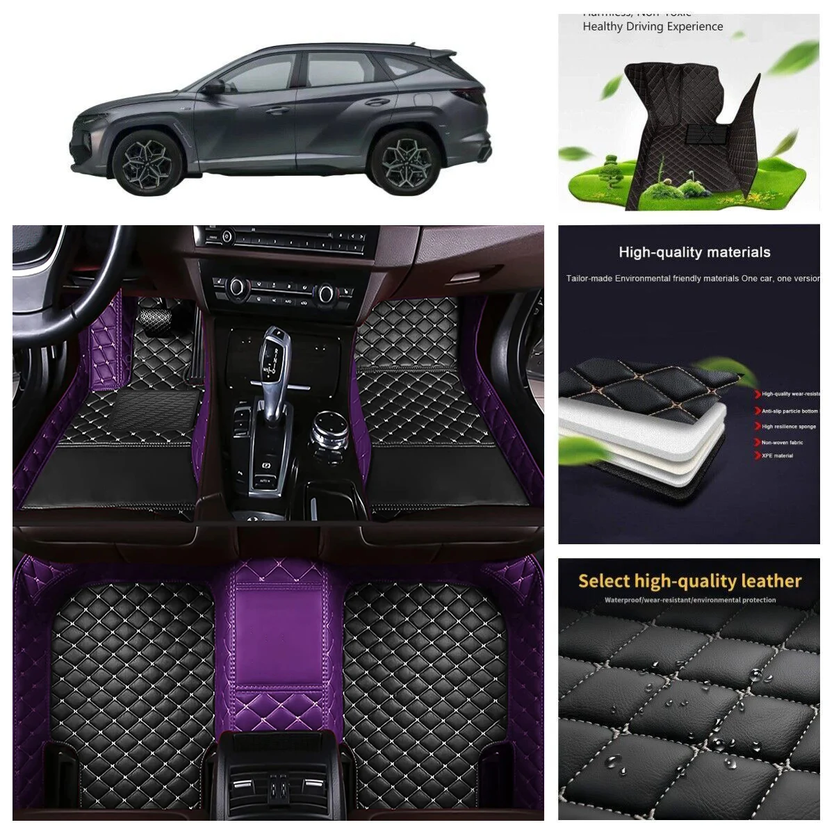 

Custom Car Floor Mats For VW TCross T-Cross Auto Carpets PU-leather Foot Coche Accessorie floor liners