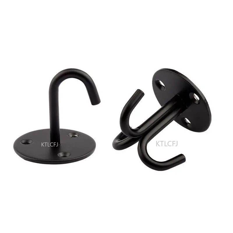 1pc U-shape Ring Top Base Haning Fan/Chandelier/Plant Decor Black Wall Hooks Ceiling Mount Hook W/screws Stianless Steel Hanger