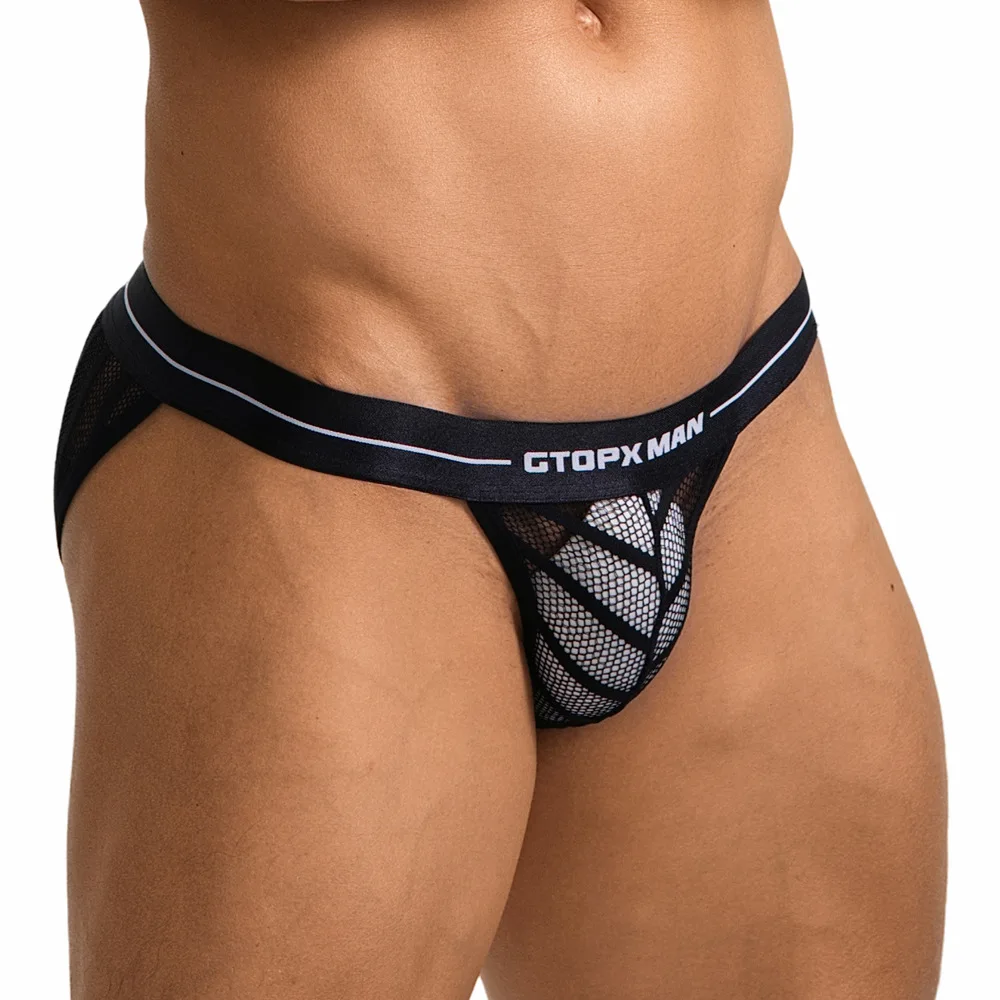 GTOPX MAN striped men's ice silk mesh underwear, European and American cross-border hair thin briefs T509