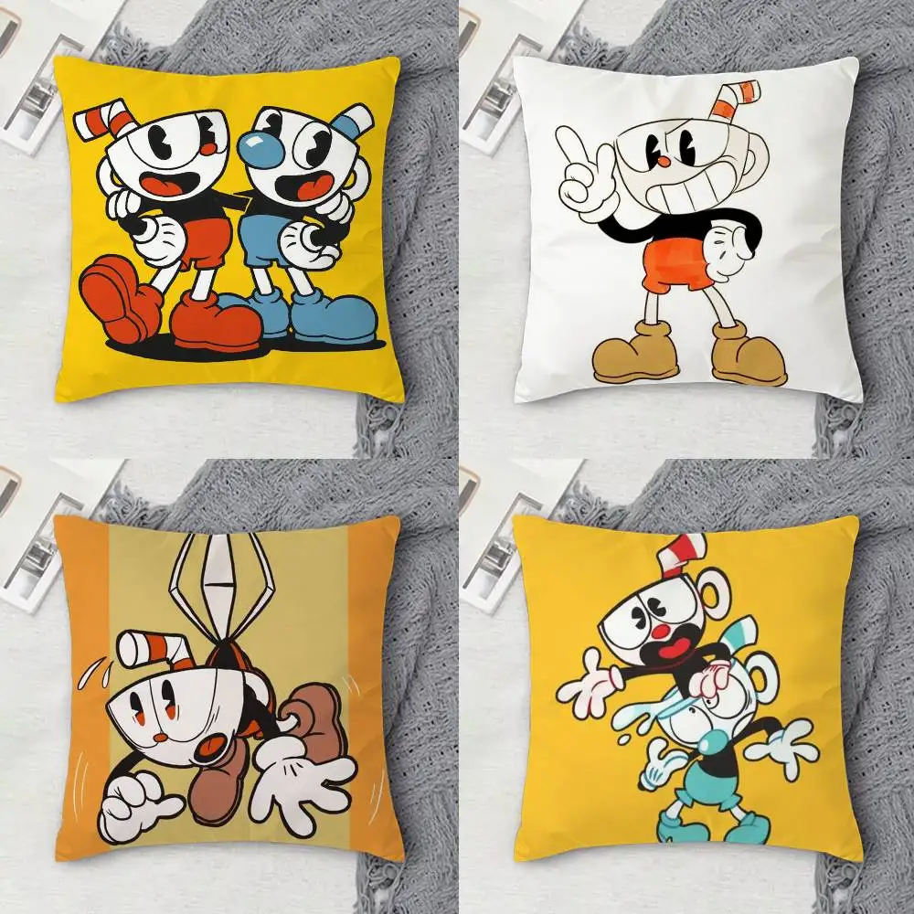 

C-Cuphead Double-sided Printed Square Decorative Cushion Cover for Sofa Living Room Home Decor