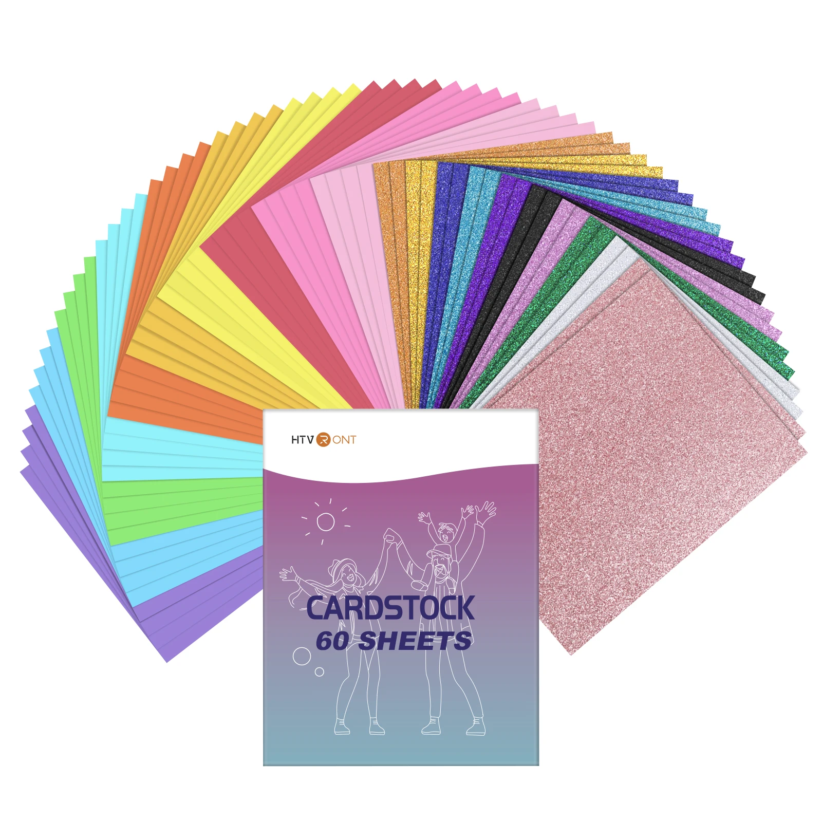 HTVRONT-cartulina con purpurina para manualidades, 60 hojas de papel de 8,3x11,7 pulgadas, 300g, 20 colores, papel de tarjeta brillante para álbum de recortes, regalo