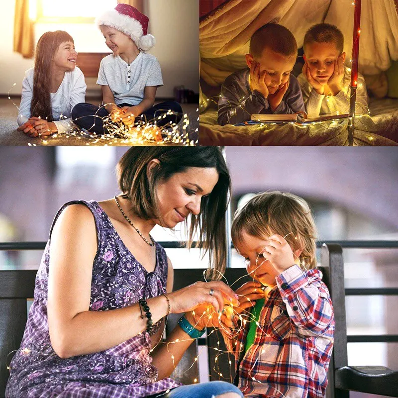 السنة الجديدة عيد الميلاد الديكور عطلة الجنية مصباح الأسلاك النحاسية USB Led ديكور المنزل الداخلي الدافئة الأبيض RGB سلسلة مع جهاز التحكم عن بعد #4