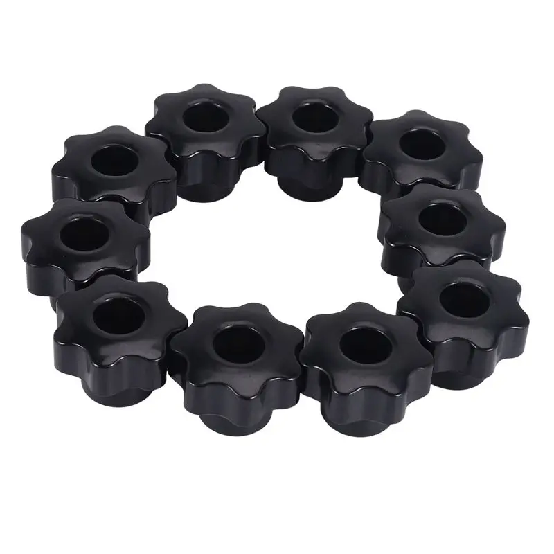 A20F-10PCS M6 Female Knob Screws M6 X 32Mm Female Threaded Star Head Clamping Knob Grip Black