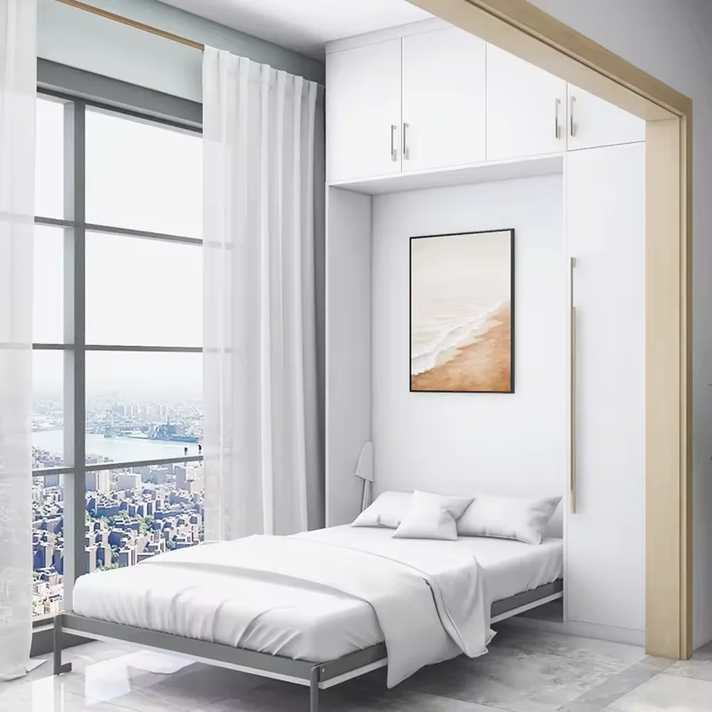 سرير حائط ميرفي حديث مخصص |   تصميم قابل للطي موفر للمساحة |   التوأم/الكامل/الملكة/الحجم الملكي