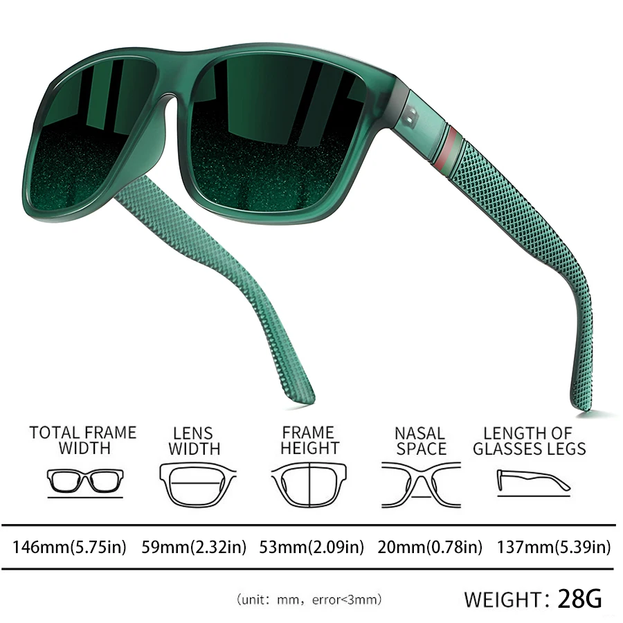 Mit Kette Modische Klassische Eckige Sonnenbrille für Männer und Frauen Fahren Angeln Farbenfrohe Trendige Leichte Outdoor-Brillen – Detail 6