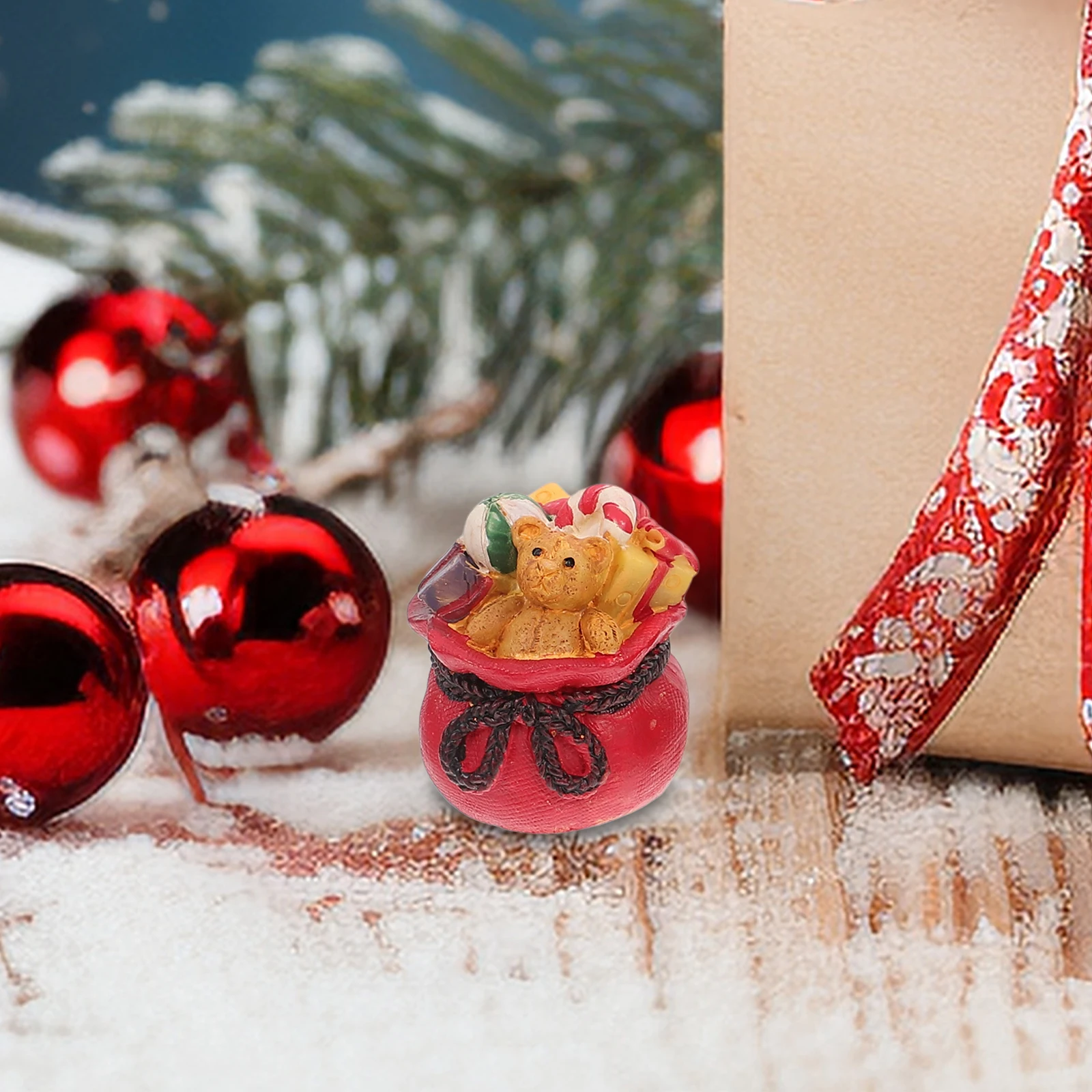 

1Set Santa Claus Resin Ornament Compact Xmas Element Figure Mini Christmas Supply for Home Party Miniature Model