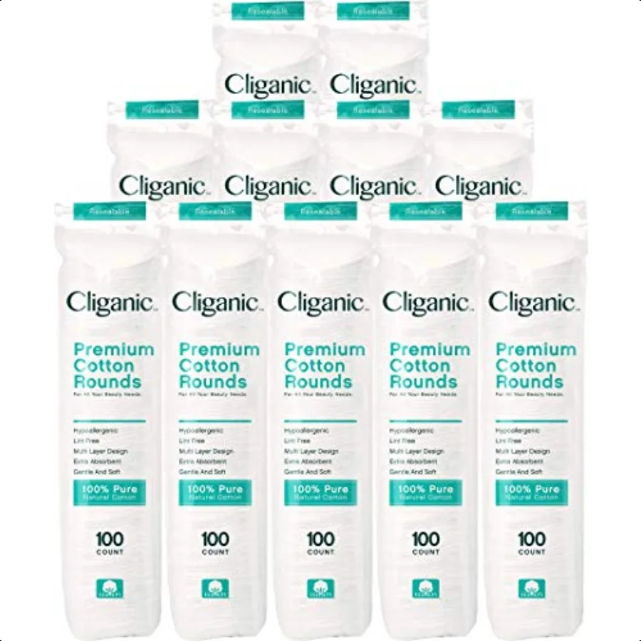 جولات قطنية فاخرة للوجه بكميات كبيرة 1200 قطعة من وسادات مزيل المكياج هيبوالرجينيك LintFree 100 قطن نقي