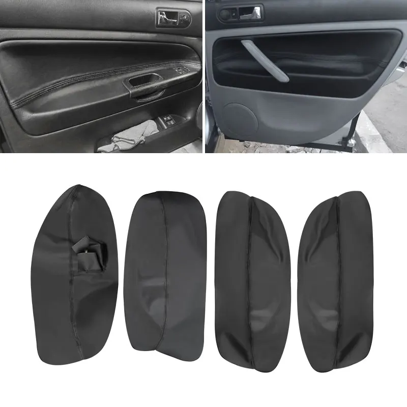 LHD 4 Doors Car Black Leather Armrest Cover For VW Passat B5 1998 1999 2000 2001 2002 2003 2004 2005 Door Armrest Panel Trim