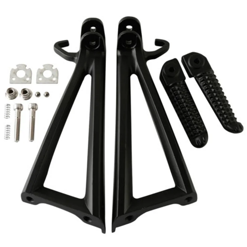 Motorcycle Rear Passenger Footrest Foot Pegs Bracket Set For Yamaha YZF-R6 2006-2016 2007 2008 2009 2010 black/silver