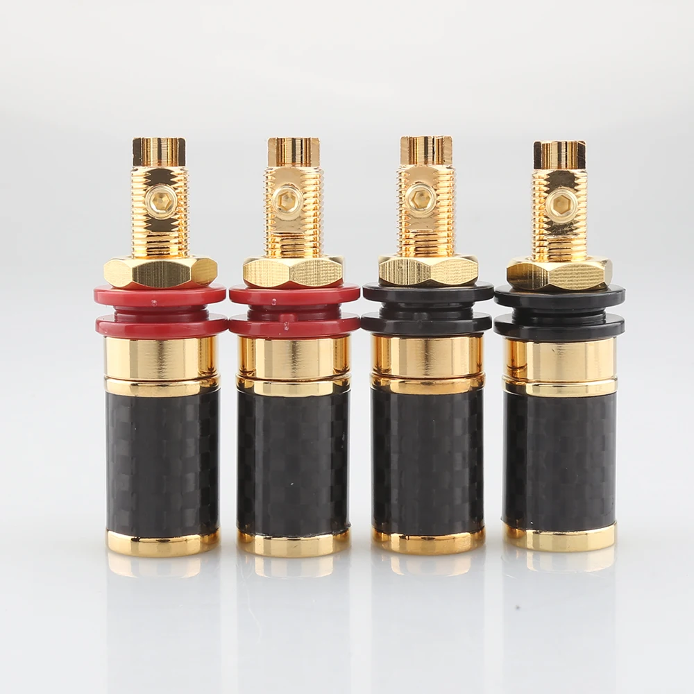 4Pcs Audiocrast CF45G/R คาร์บอนไฟเบอร์ Binding โพสต์ทอง/โรเดียมชุบ Terminal กล้วยปลั๊กแจ็คภายใน line Interface